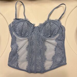 Garage Blue Lace Corset Crop Top